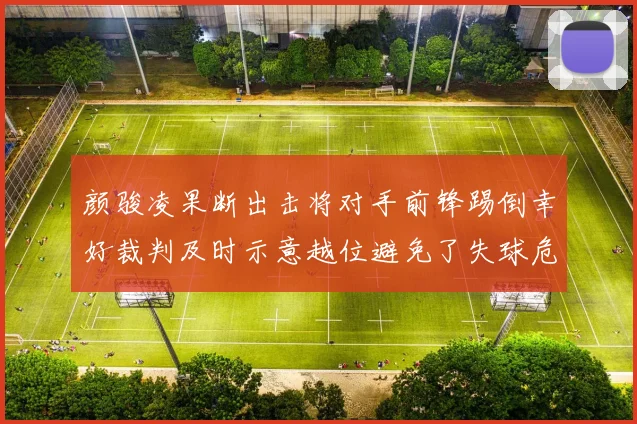 颜骏凌果断出击将对手前锋踢倒幸好裁判及时示意越位避免了失球危机